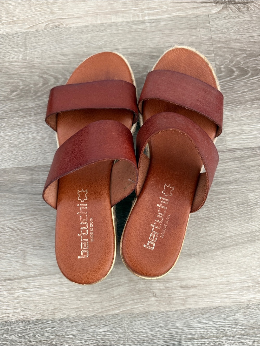 Women's Brown Leather Platform Slide Sandals - Picture 6 of 6